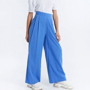 Lili Sidonio High Rise Cotton Wide Leg Pant Bahamas Blue NEW